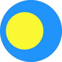 Palau flag. Circular symbol. Round button, banner, icon. National sign. png