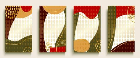 Happy celebration greeting card in empty abstract background for Social media, story, post, poster, invitation, party, banner, event, flyer, print. Modern design vector illustration set in pastel gold