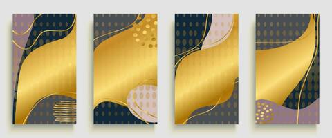 Happy celebration greeting card in empty abstract background for Social media, story, post, poster, invitation, party, banner, event, flyer, print. Modern design vector illustration set in pastel gold