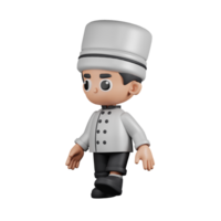 3d personagem chefe de cozinha caminhando pose. 3d render isolado em transparente pano de fundo. png