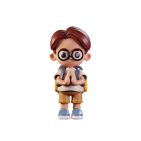3d Character Student Apologizing Pose. 3d render isolated on transparent backdrop. png