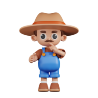 3d Character Farmer Quiet Pose. 3d render isolated on transparent backdrop. png