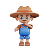 3d personagem agricultor quieto pose. 3d render isolado em transparente pano de fundo. png