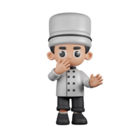 3d personagem chefe de cozinha surpreso pose. 3d render isolado em transparente pano de fundo. png