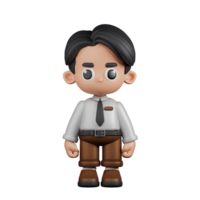 3d Character Businessman Standing Pose. 3d render isolated on transparent backdrop. png
