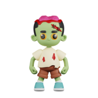 3d Character Zombie Hero Stance Pose. 3d render isolated on transparent backdrop. png