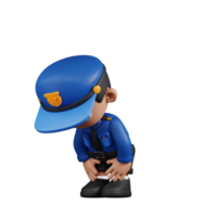 3d Charakter Polizist nehmen ein brechen Pose. 3d machen isoliert auf transparent Hintergrund. png