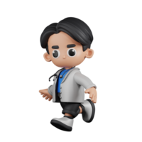 3d Character Doctor Running Pose. 3d render isolated on transparent backdrop. png