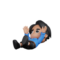 3d Character Teacher Falling Pose. 3d render isolated on transparent backdrop. png