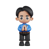 3d personagem professor se desculpando pose. 3d render isolado em transparente pano de fundo. png