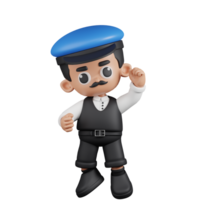 3d personaje conductor felicidades pose. 3d hacer aislado en transparente fondo. png