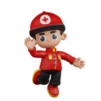 3d Character Paramedic Happy Pose. 3d render isolated on transparent backdrop. png