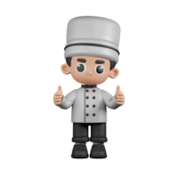 3d Character Chef Giving A Thumb Up Pose. 3d render isolated on transparent backdrop. png