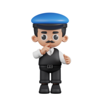 3d personaje conductor tranquilo pose. 3d hacer aislado en transparente fondo. png