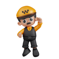 3d personaje Taxi conductor felicidades pose. 3d hacer aislado en transparente fondo. png