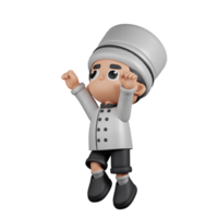 3d Character Chef Superhero Pose. 3d render isolated on transparent backdrop. png