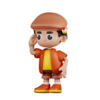 3d personagem artista olhando para alguma coisa pose. 3d render isolado em transparente pano de fundo. png