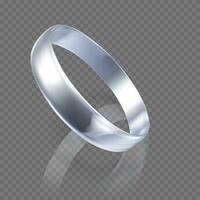 realista anillo desde blanco oro o plata. 3d hacer de platino anillo con sombra y reflexión. vector ilustración
