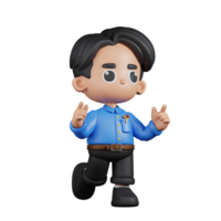 3d Character Teacher Feeling Happy Pose. 3d render isolated on transparent backdrop. png