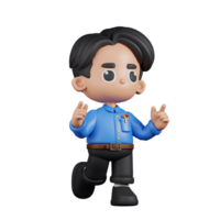 3d personnage prof sentiment content pose. 3d rendre isolé sur transparent toile de fond. png