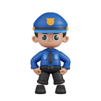 3d personagem policial herói posição pose. 3d render isolado em transparente pano de fundo. png