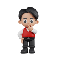 3d Character Waitress Curious Pose. 3d render isolated on transparent backdrop. png