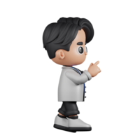 3d Character Doctor Touch Right Pose. 3d render isolated on transparent backdrop. png