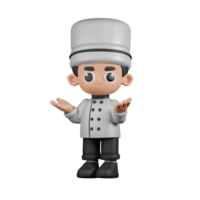 3d Character Chef Confused Pose. 3d render isolated on transparent backdrop. png