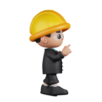 3d personagem engenheiro toque pose. 3d render isolado em transparente pano de fundo. png