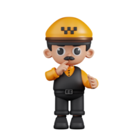 3d personaje Taxi conductor tranquilo pose. 3d hacer aislado en transparente fondo. png