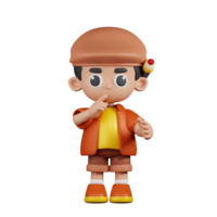 3d personagem artista quieto pose. 3d render isolado em transparente pano de fundo. png