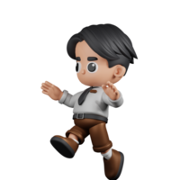 3d personnage homme d'affaire sauter pose. 3d rendre isolé sur transparent toile de fond. png