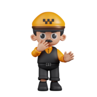 3d Character Taxi Driver Surprised Pose. 3d render isolated on transparent backdrop. png