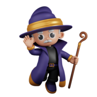 3d Character Wizard Happy Pose. 3d render isolated on transparent backdrop. png
