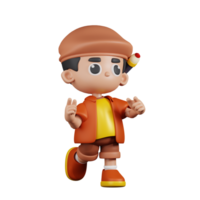 3d personagem artista sentindo-me feliz pose. 3d render isolado em transparente pano de fundo. png