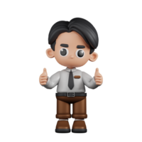 3d Character Businessman Giving A Thumb Up Pose. 3d render isolated on transparent backdrop. png