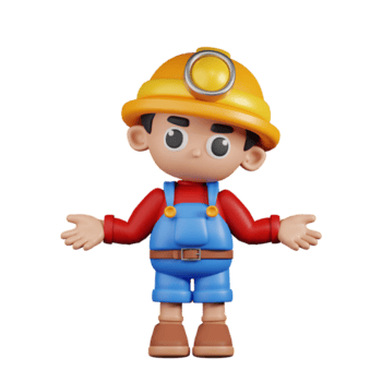 3d personaje minero haciendo el No idea pose. 3d hacer aislado en transparente fondo. png