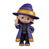 3d Character Wizard Giving Mini Love Pose. 3d render isolated on transparent backdrop. png