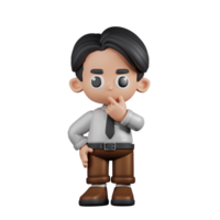 3d Character Businessman Curious Pose. 3d render isolated on transparent backdrop. png