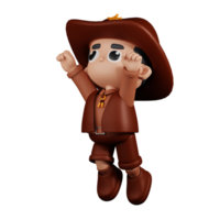 3d Character Sheriff Superhero Pose. 3d render isolated on transparent backdrop. png