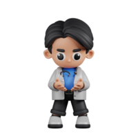 3d Character Doctor Holding Something Pose. 3d render isolated on transparent backdrop. png