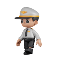 3d personagem piloto caminhando pose. 3d render isolado em transparente pano de fundo. png