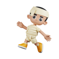 3d Character Mummy Happy Jumping Pose. 3d render isolated on transparent backdrop. png