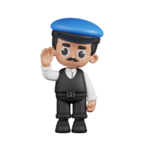 3d personnage chauffeur salutation pose. 3d rendre isolé sur transparent toile de fond. png