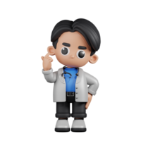 3d personagem médico dando mini amor pose. 3d render isolado em transparente pano de fundo. png