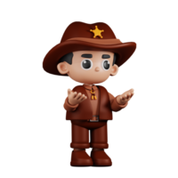 3d personagem xerife Bravo pose. 3d render isolado em transparente pano de fundo. png