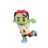 3d Character Zombie Ready To Jump Pose. 3d render isolated on transparent backdrop. png
