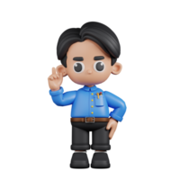 3d Character Teacher Pointing Up Pose. 3d render isolated on transparent backdrop. png