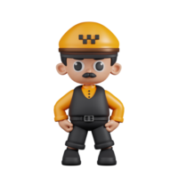 3d Character Taxi Driver Hero Stance Pose. 3d render isolated on transparent backdrop. png