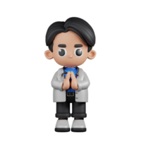 3d Character Doctor Apologizing Pose. 3d render isolated on transparent backdrop. png